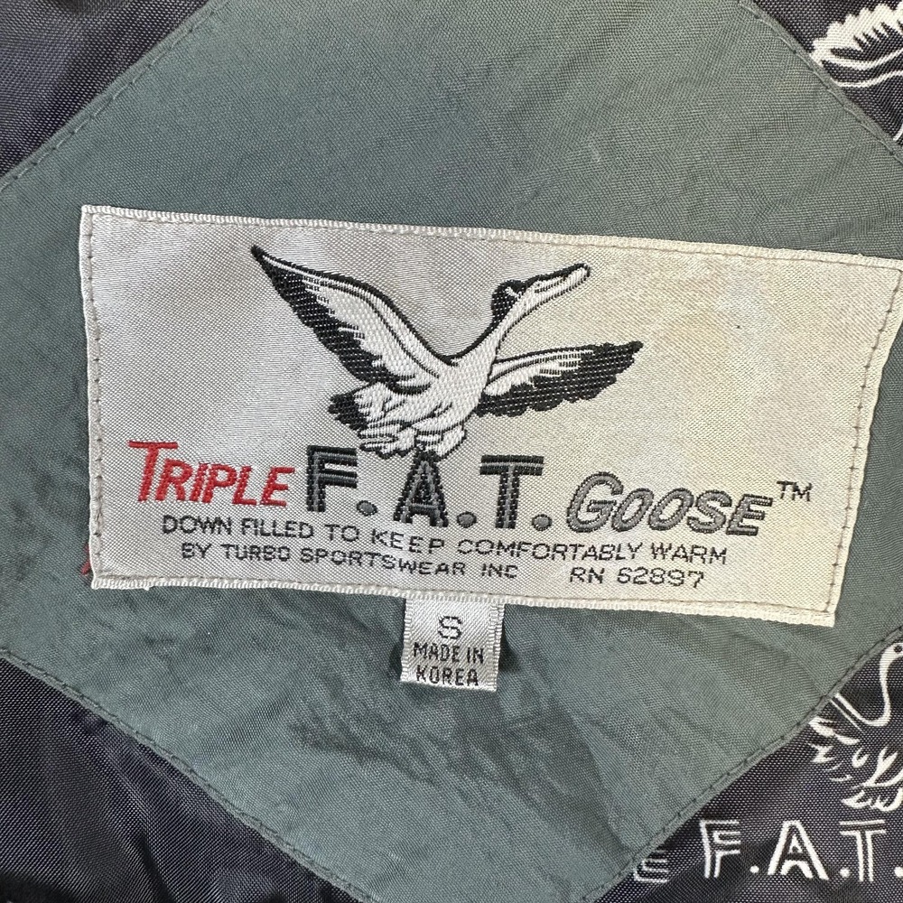Vintage Triple FAT Goose Jacket Mens Small Colorblock Red Yellow Green Down 90s - Picture 5 of 11